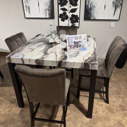 5PC Brown Dining Table Set