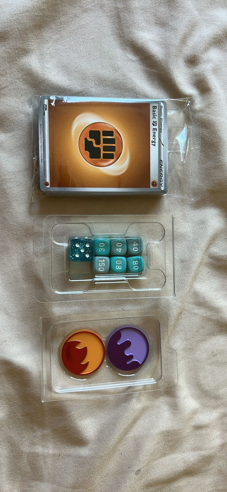 Pokemon 45 sealed energy cards 2023, dice and tokens