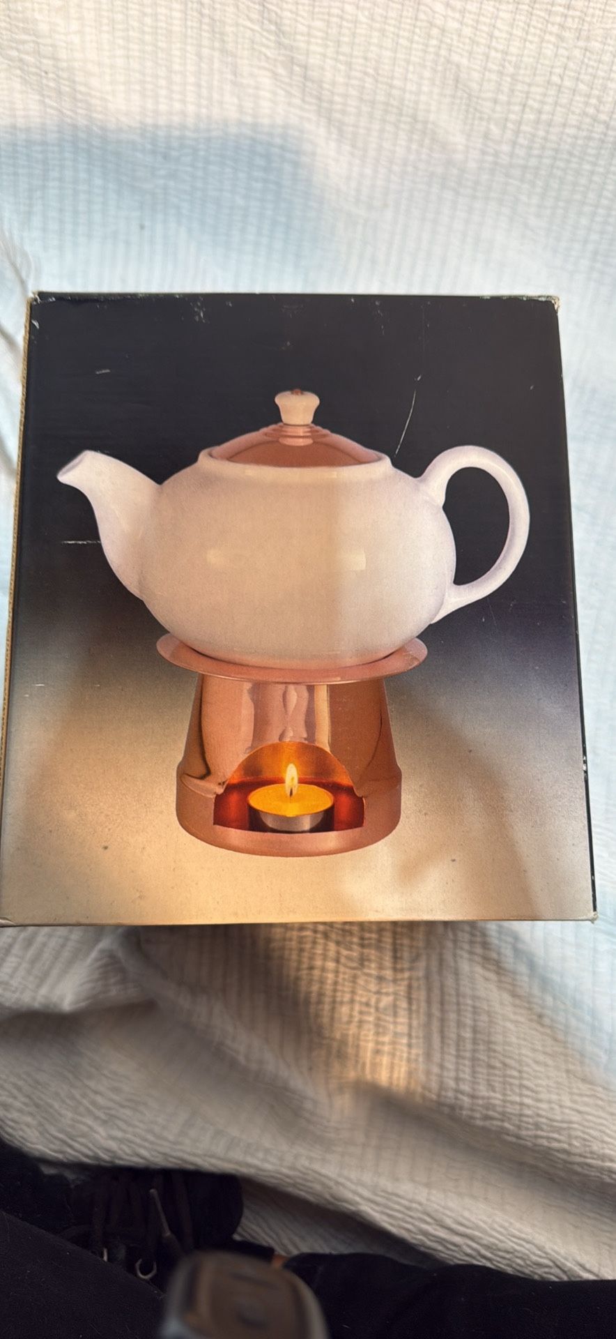 6 Cup Ceramic Teapot With Copper Warmer