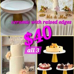 Ceramic Cake Stands 3 Pk New In Boxes, Few Sets Available 