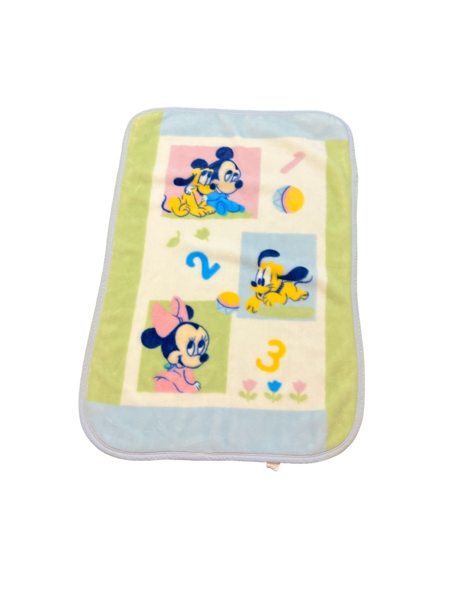 Vintage Disney Baby Mickey Minnie Mouse Pluto Baby Blanket AS IS (READ)