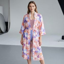 NWT Forever 21 Watercolor Kimono Duster Robe Size Small S Watercolor Tie Print
