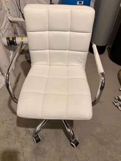 White Faux Leather Office Chair with Chrome Base