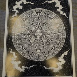 Hand Signed David Drennon Mayan Calendar Musician Art Poster