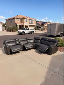 Leather Reclining Sectional Couch