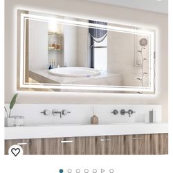 SaniteModar LED Bathroom Mirror, 60 x 28 inch Dimmable Lights Vanity Mirror with High Lumen, Anti Fog Wall Mounted Makeup with Touch Horizontal/Vertic