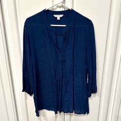 💙 Pretty navy blue long sleeve flowy top shirt XL
