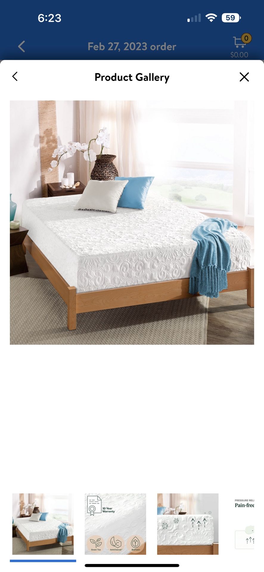 Zinus Spa Sensations Serenity 10" Memory Foam Mattress, King