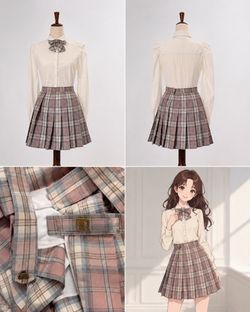 Kids medium, pink plaid skirt and bowtie (shirt NOT included)