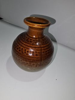 Mcm Brown And Green Drip Vase