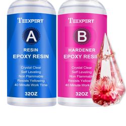 Teexpert Epoxy Resin Crystal Clear: 64OZ Epoxy Resin kit Fast Curing Heat Resistant for Casting Coating Art DIY Craft Jewelry Wood Table Top Flower Pr