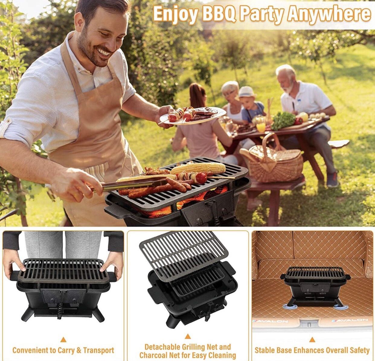Giantex Charcoal Grill Hibachi Grill, Portable Cast Iron Grill - Main Image