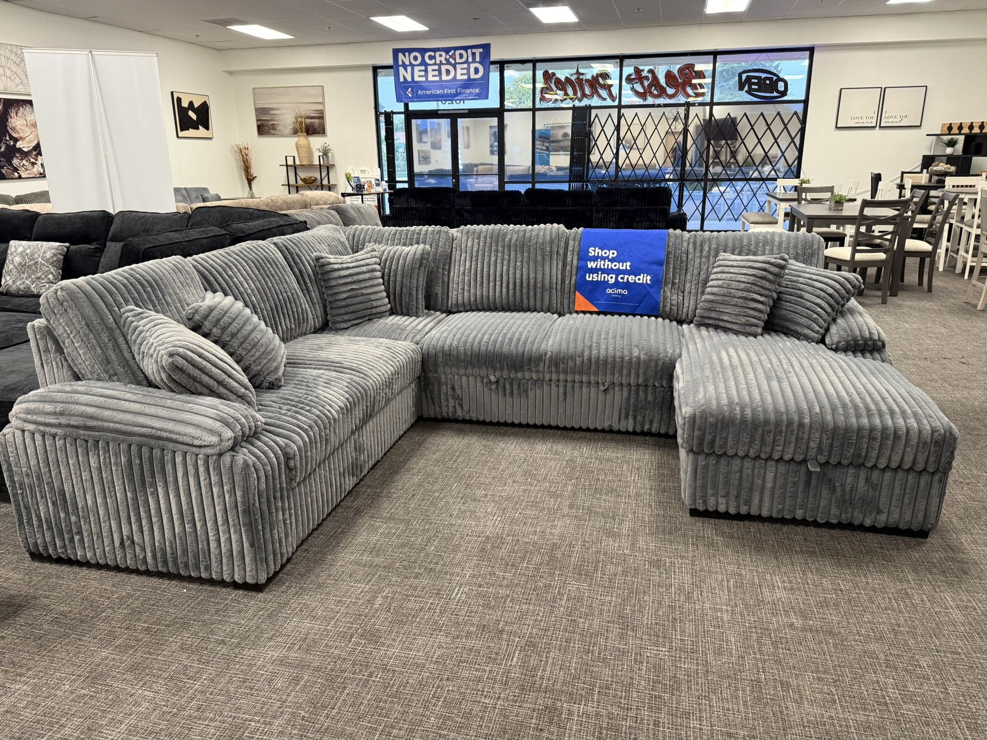 Light Gray Sofa Sectional Pullout + Storage Chaise Set - Free Delivery Promo 