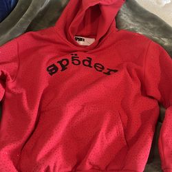 Spider rhinestone hoodie red