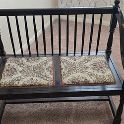 Vintage Spindle Back Settee: Black