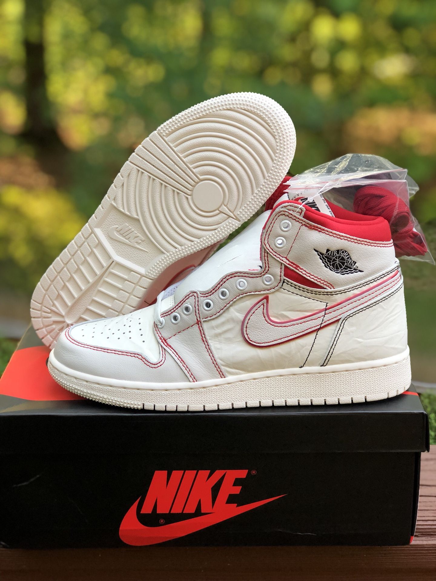 Jordan 1 Phantom Gym Red sizes 4Y, 5Y, and 6Y