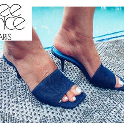 Free Lance Paris Luna Claquette Blue Jeans Denim Slip-Ons EU 39.5 (US 9 1/2)