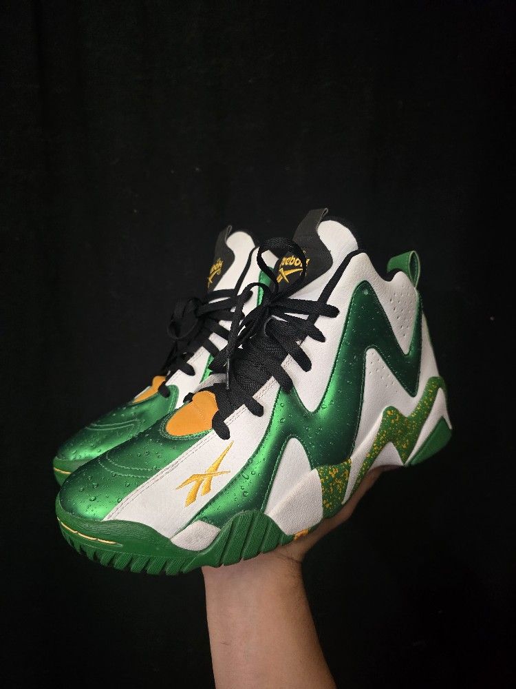Reebok Kamikaze Seattle Sonics rain 2013 Shawn Kemp Shoes Size Mens 10.5