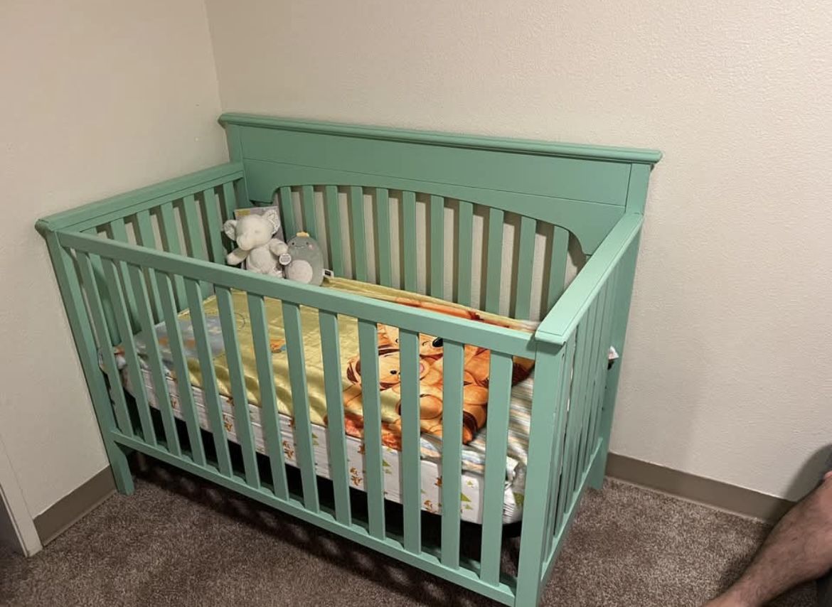 Sea Foam Green Baby Crib