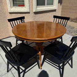 ACCEPTING BEST OFFER FROM FIRST TO PICK UP TODAY Brown Wooden Table And Four Black Chairs (Flawed!! Read Description!)