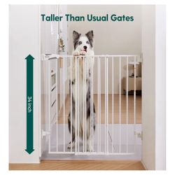 34" Extra Tall Baby/Dog Gate with No Threshold Design Walk Thru Door, 26-43" Wide