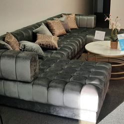 Brand New Double Chaise Sectional Velvet Luxury.