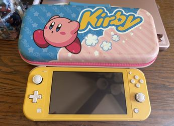 Nintendo Switch Lite Yellow Handheld Console + Kirby Carrying Case