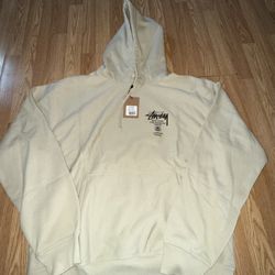 Stussy Khaki World Tour Hoodie Size 2XL