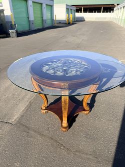 Brown Wood Glass Table