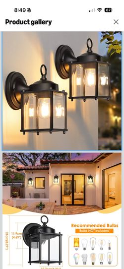Outdoor Wall Lantern, Exterior Waterproof Wall Sconce Light Fixtures, Black Front Door Wall Lighting