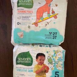 New diapers (these 2 packs + around 70-80 diapers and training pants other brands ) $30 for all