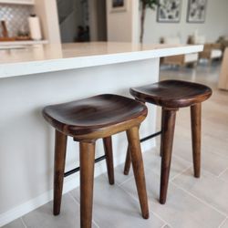 Solid Black Walnut Counter Stools (Set of 2)