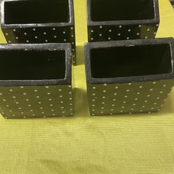 Bundle Of Items. 4 Bookends &/Or Organizers For Pens Clips Post Notes Etc Baskets Stone Votive  Holders 