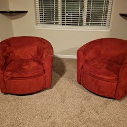 Red Swivel Sofa Chairs (2)