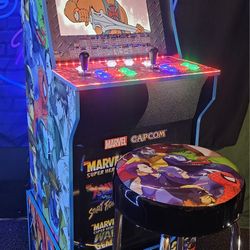 Retro Marvel Vs Capcom Arcade1up Cabinet With Over 15,000 Video Games and Matching Stool 
