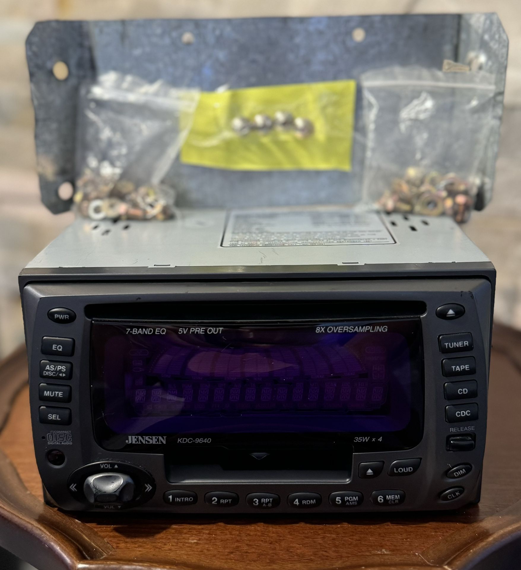 Jensen Mod-KDC9640 Am/Fm-Cassette-CD-Radio Receiver-hardware Included No Wiring included. Tested and works great! Selling as is. #jensen #cassette #cd