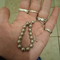 Adjustable Sterling Silver Beaded Chain Bracelet 