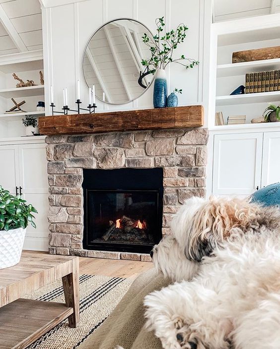 wood Rustic Fireplace Shelf Mantel