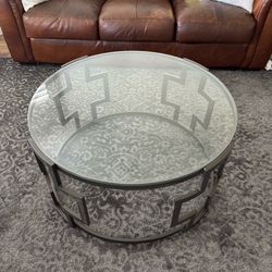 Round glass coffee table