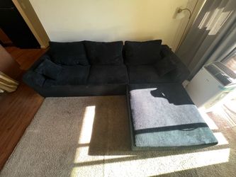 Black Corduroy Sectional Sofa with Chaise