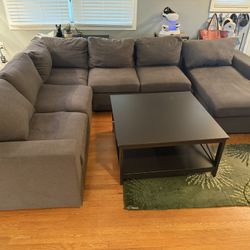 Large 10 Ft. L-Shaped Couch w/ Coffee Table