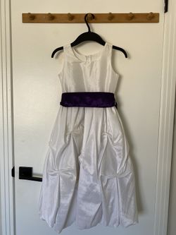 Flower girl dress with violet sash for 6 yo