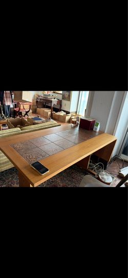 Mid century teak and ceramic tile table