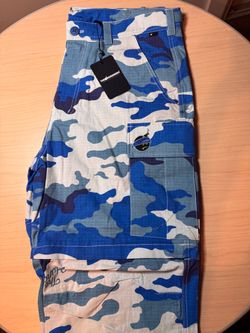 💣 NWT The Hundreds Blue Camo Cargo Shorts - Adam Bomb (Size L)