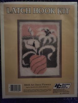 National Yarn Crafts Latch Hook Kit Art Deco Flowers