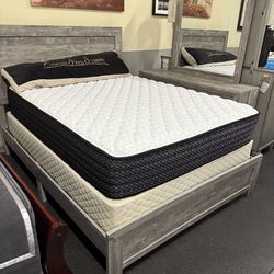 Queen bed room set( Queen bed frame, Dresser Mirror, 1 n/ stand on sale