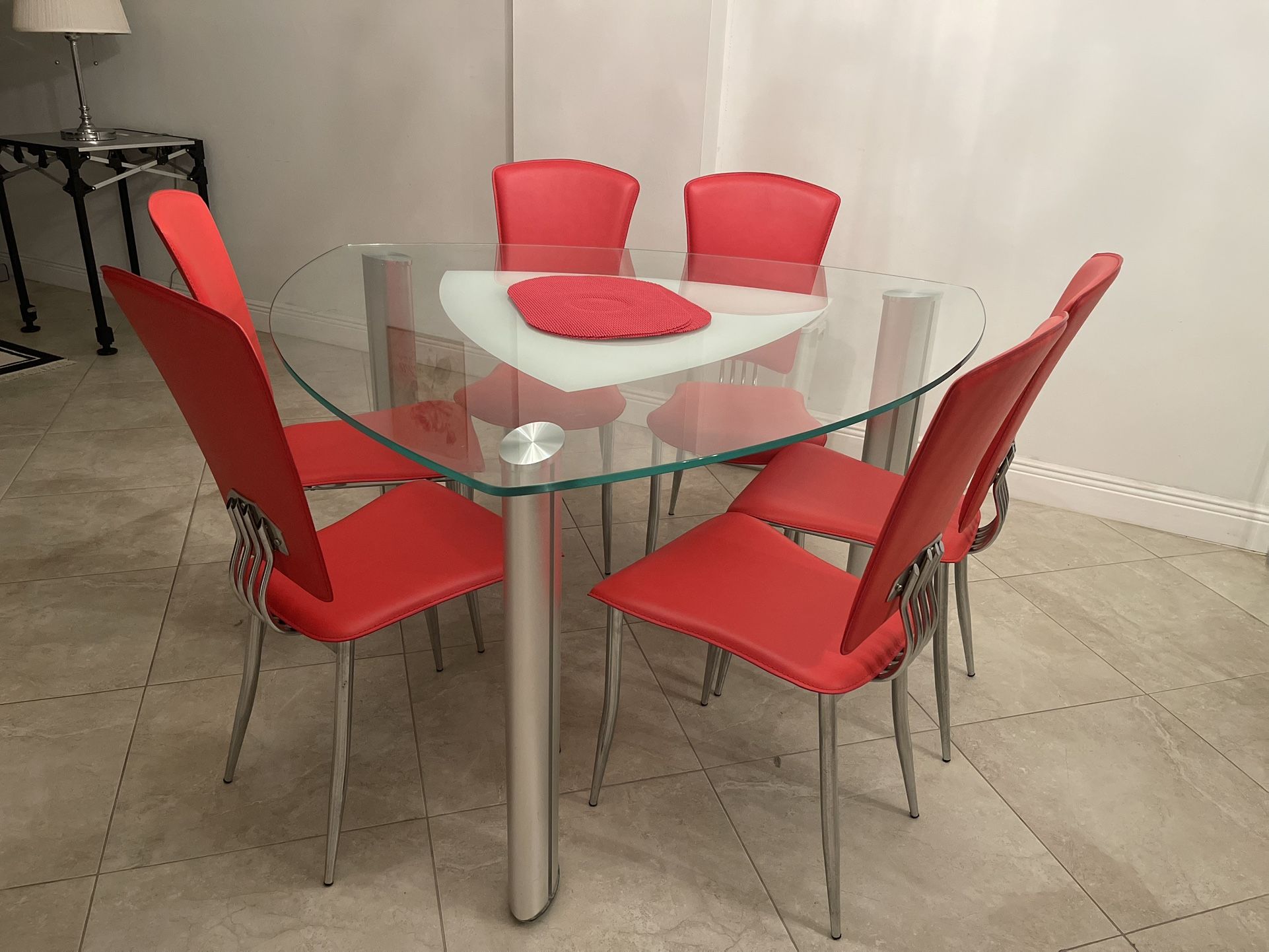 Glass Dinette With 6 Chairs