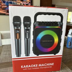 Karaoke/ Speaker  Machine with 2 Wireless Microphones,