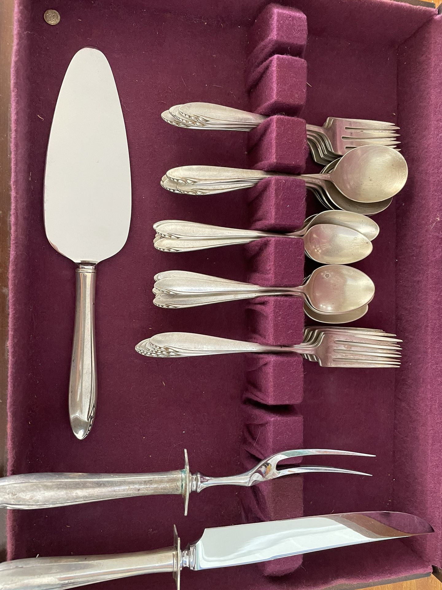 Vintage 1940s Sterling Silver Flatware Set Original Canteen 39 Piece Set