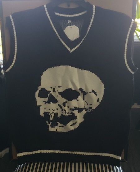 Black Sweater Skull Vest